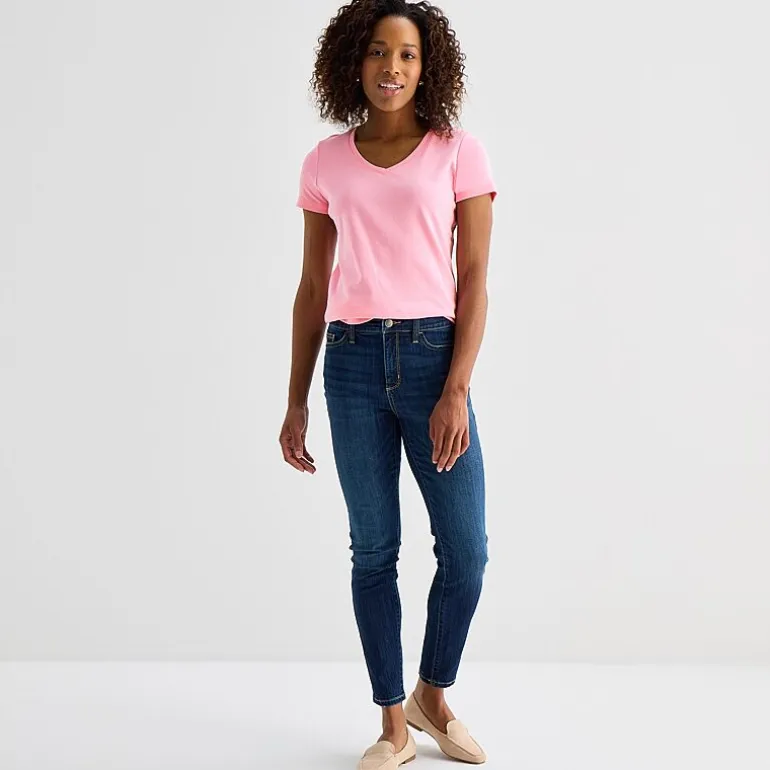 St. John's Bay Womens V Neck Short Sleeve T-Shirt