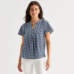St. John's Bay Womens V Neck Short Sleeve Blouse