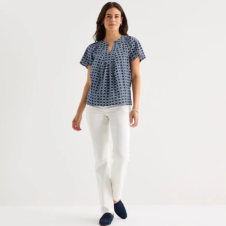 St. John's Bay Womens V Neck Short Sleeve Blouse