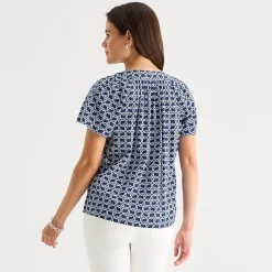 St. John's Bay Womens V Neck Short Sleeve Blouse