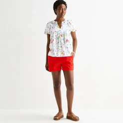 St. John's Bay Womens V Neck Short Sleeve Blouse
