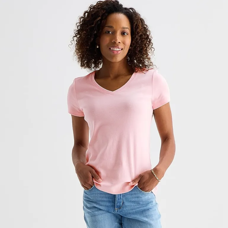 St. John's Bay Womens V Neck Short Sleeve T-Shirt