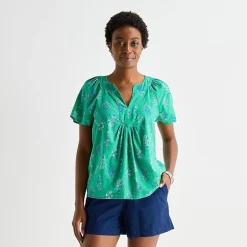 St. John's Bay Womens V Neck Short Sleeve Blouse