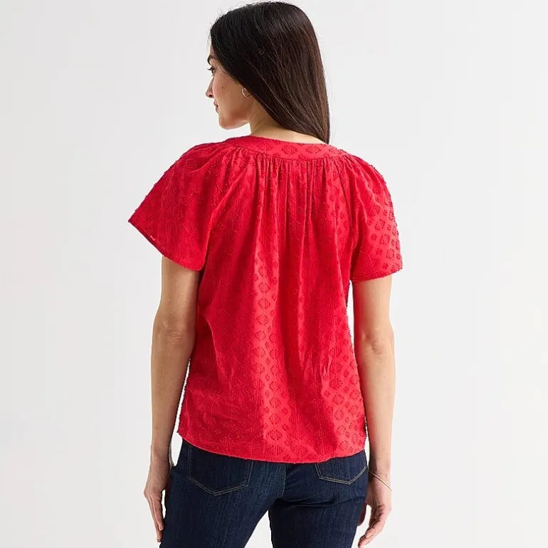 St. John's Bay Womens V Neck Short Sleeve Blouse