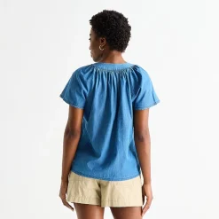 St. John's Bay Womens V Neck Short Sleeve Blouse