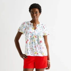 St. John's Bay Womens V Neck Short Sleeve Blouse