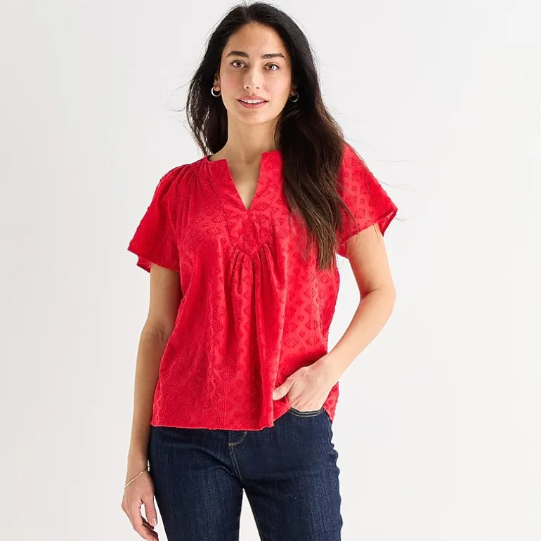 St. John's Bay Womens V Neck Short Sleeve Blouse