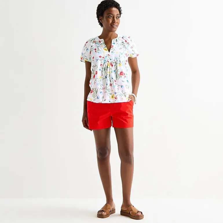 St. John's Bay Womens V Neck Short Sleeve Blouse