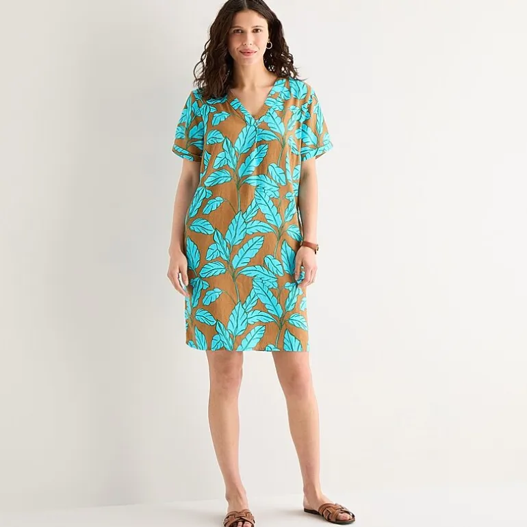 St. John's Bay Womens V Neck Short Sleeve Plaid Shift Dress