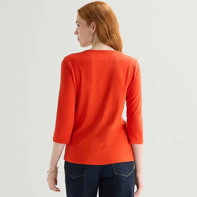 St. John's Bay Womens V Neck 3/4 Sleeve T-Shirt