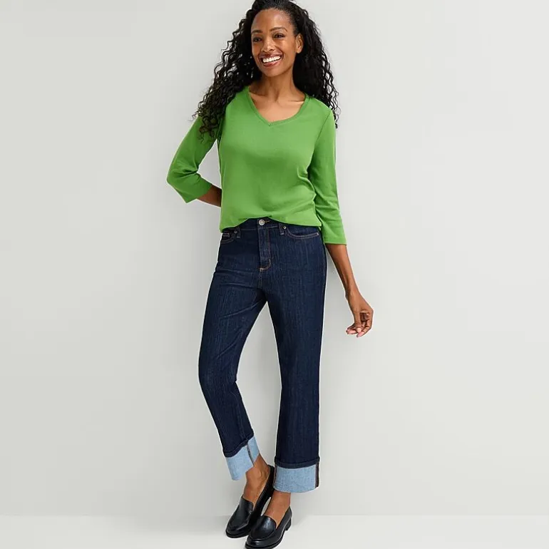 St. John's Bay Womens V Neck 3/4 Sleeve T-Shirt