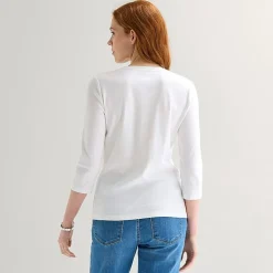 St. John's Bay Womens V Neck 3/4 Sleeve T-Shirt