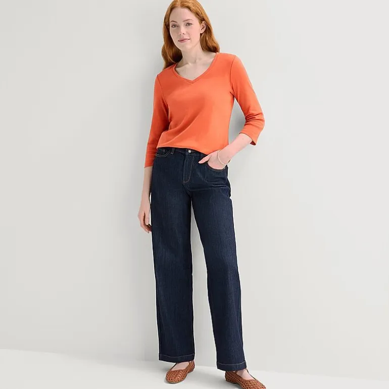 St. John's Bay Womens V Neck 3/4 Sleeve T-Shirt