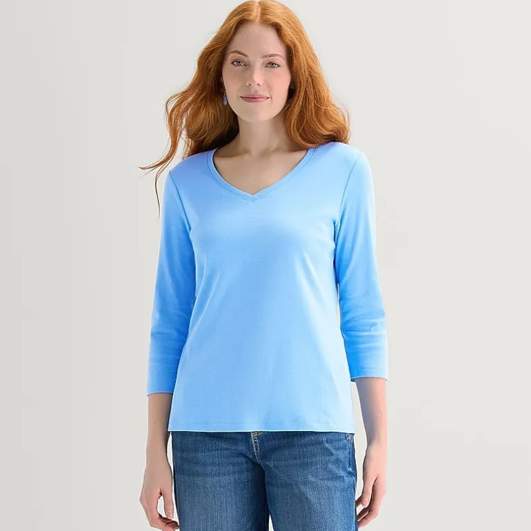 St. John's Bay Womens V Neck 3/4 Sleeve T-Shirt