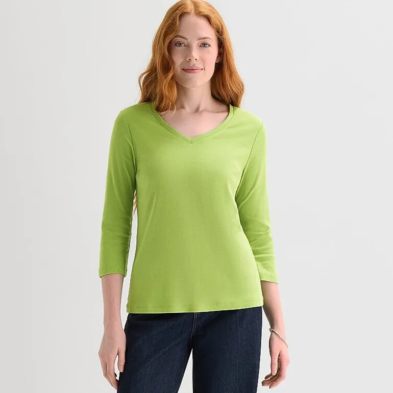 St. John's Bay Womens V Neck 3/4 Sleeve T-Shirt