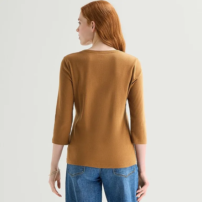 St. John's Bay Womens V Neck 3/4 Sleeve T-Shirt