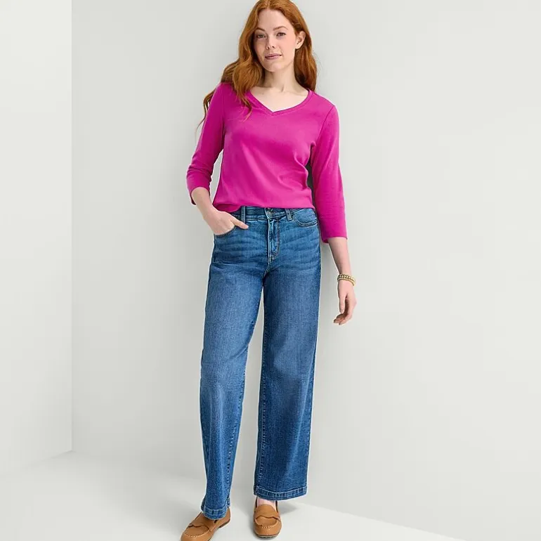 St. John's Bay Womens V Neck 3/4 Sleeve T-Shirt