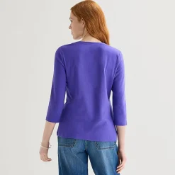St. John's Bay Womens V Neck 3/4 Sleeve T-Shirt