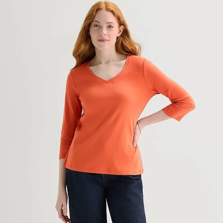 St. John's Bay Womens V Neck 3/4 Sleeve T-Shirt