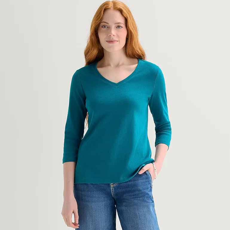 St. John's Bay Womens V Neck 3/4 Sleeve T-Shirt