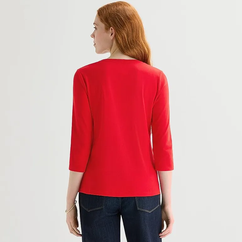 St. John's Bay Womens V Neck 3/4 Sleeve T-Shirt