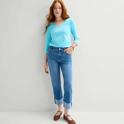 St. John's Bay Womens V Neck 3/4 Sleeve T-Shirt