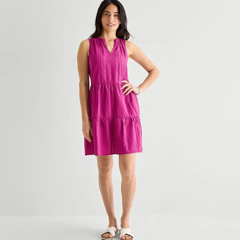 St. John's Bay Womens V Neck Sleeveless A-Line Dress