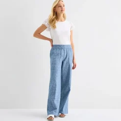 St. John's Bay Womens Wide Leg High Rise Pull-On Pant