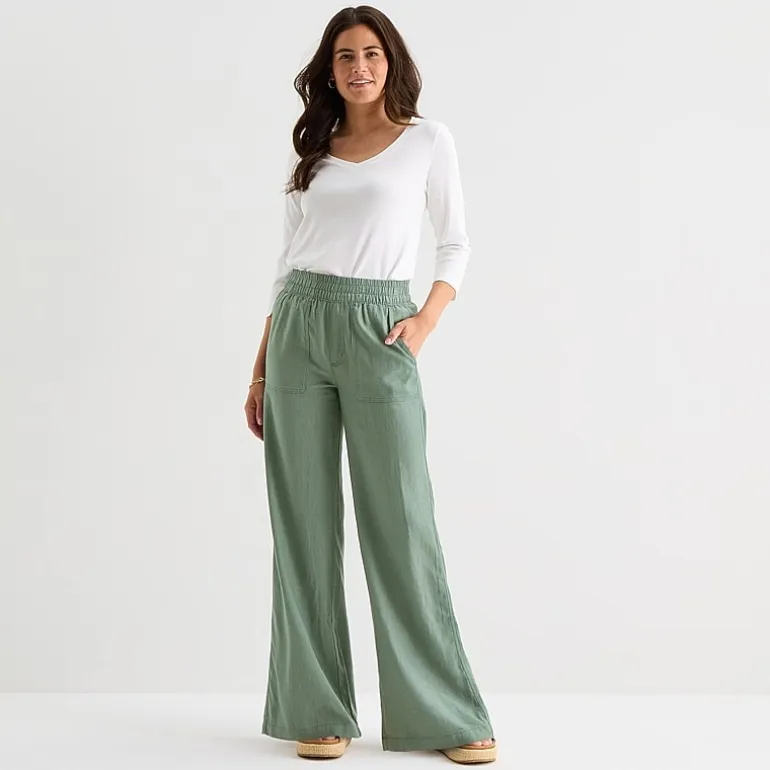 St. John's Bay Womens Wide Leg High Rise Pull-On Pant