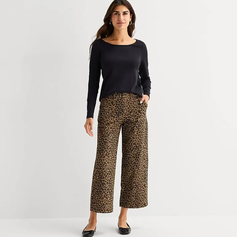 St. John's Bay Womens Wide Leg High Rise Cropped Pant
