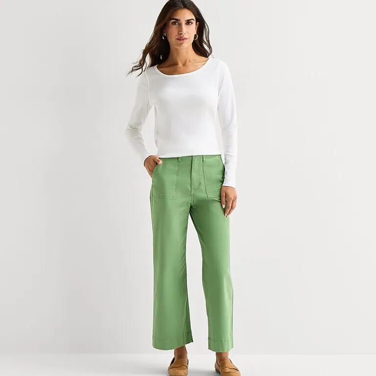St. John's Bay Womens Wide Leg High Rise Cropped Pant