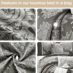 Stratford Park Thess 7pc Damask + Scroll Lightweight Comforter Set