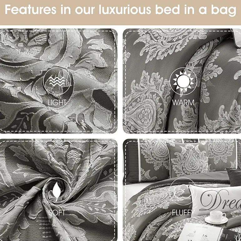 Stratford Park Thess 7pc Damask + Scroll Lightweight Comforter Set