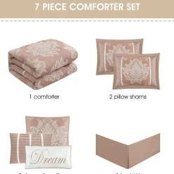 Stratford Park Thess 7pc Damask + Scroll Lightweight Comforter Set