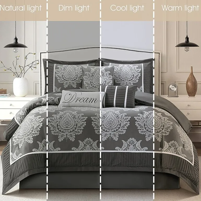Stratford Park Thess 7pc Damask + Scroll Lightweight Comforter Set