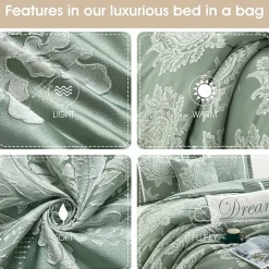 Stratford Park Thess 7pc Damask + Scroll Lightweight Comforter Set