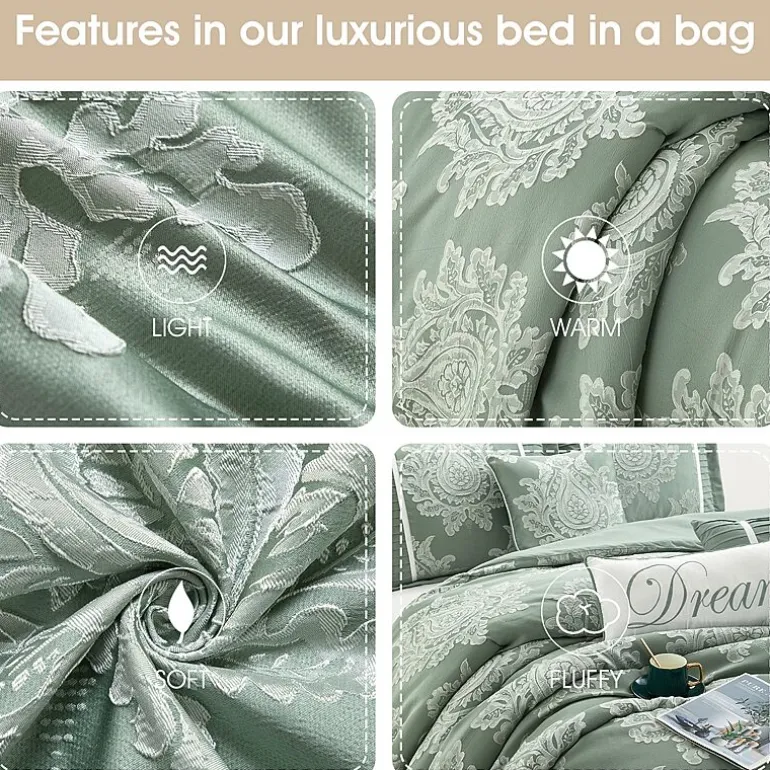 Stratford Park Thess 7pc Damask + Scroll Lightweight Comforter Set