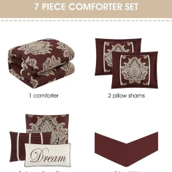 Stratford Park Thess 7pc Damask + Scroll Lightweight Comforter Set