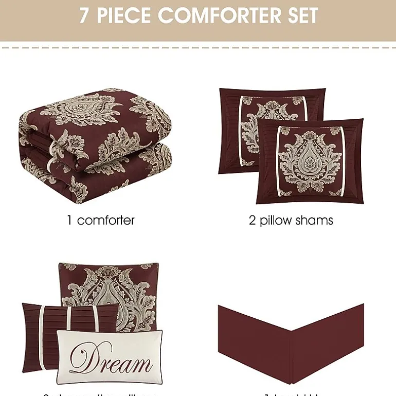 Stratford Park Thess 7pc Damask + Scroll Lightweight Comforter Set
