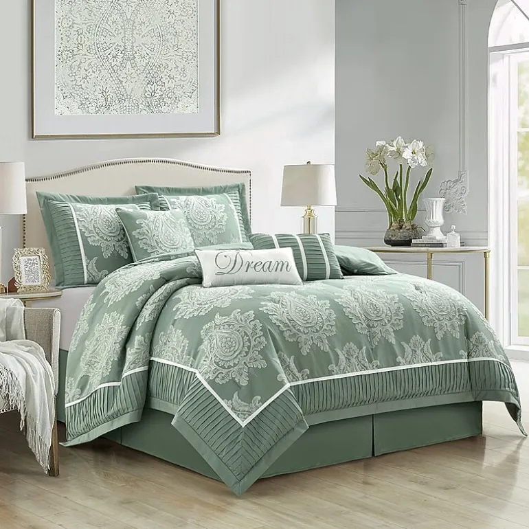 Stratford Park Thess 7pc Damask + Scroll Lightweight Comforter Set