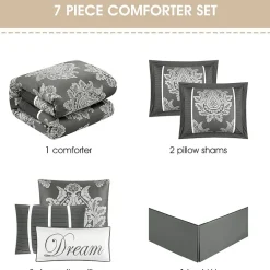 Stratford Park Thess 7pc Damask + Scroll Lightweight Comforter Set