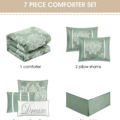 Stratford Park Thess 7pc Damask + Scroll Lightweight Comforter Set