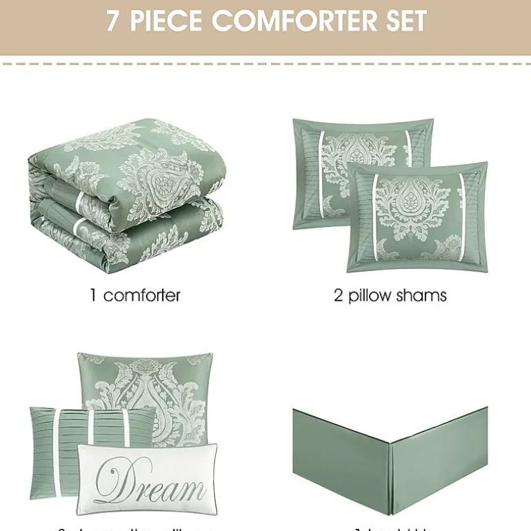 Stratford Park Thess 7pc Damask + Scroll Lightweight Comforter Set