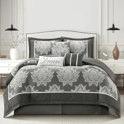Stratford Park Thess 7pc Damask + Scroll Lightweight Comforter Set
