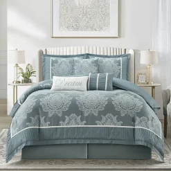 Stratford Park Thess 7pc Damask + Scroll Lightweight Comforter Set