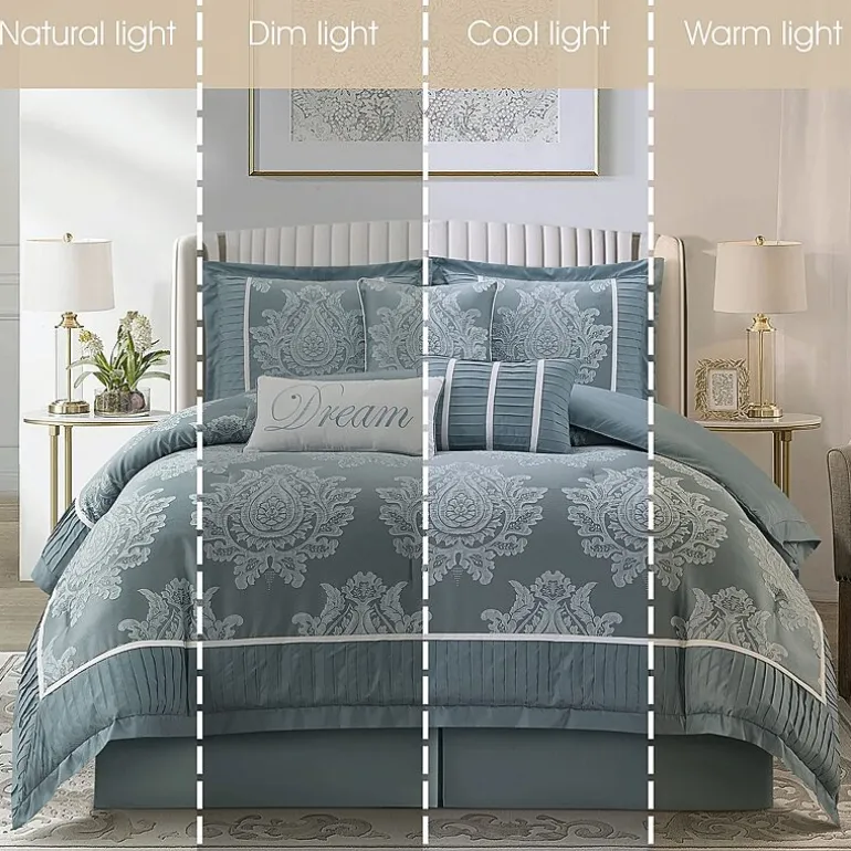 Stratford Park Thess 7pc Damask + Scroll Lightweight Comforter Set