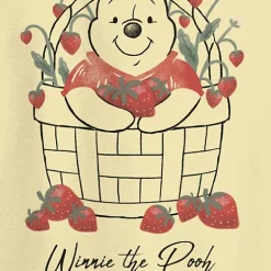Strawberry Basket Womens Juniors Crew Neck Short Sleeve Loose Fit Winnie The Pooh Graphic T-Shirt