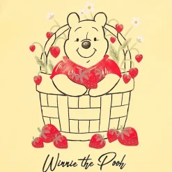 Strawberry Basket Womens Juniors Crew Neck Short Sleeve Loose Fit Winnie The Pooh Graphic T-Shirt
