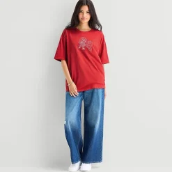 Strawberry Oversized Tee Womens Juniors Crew Neck Short Sleeve Oversized Strawberry Shortcake Graphic T-Shirt