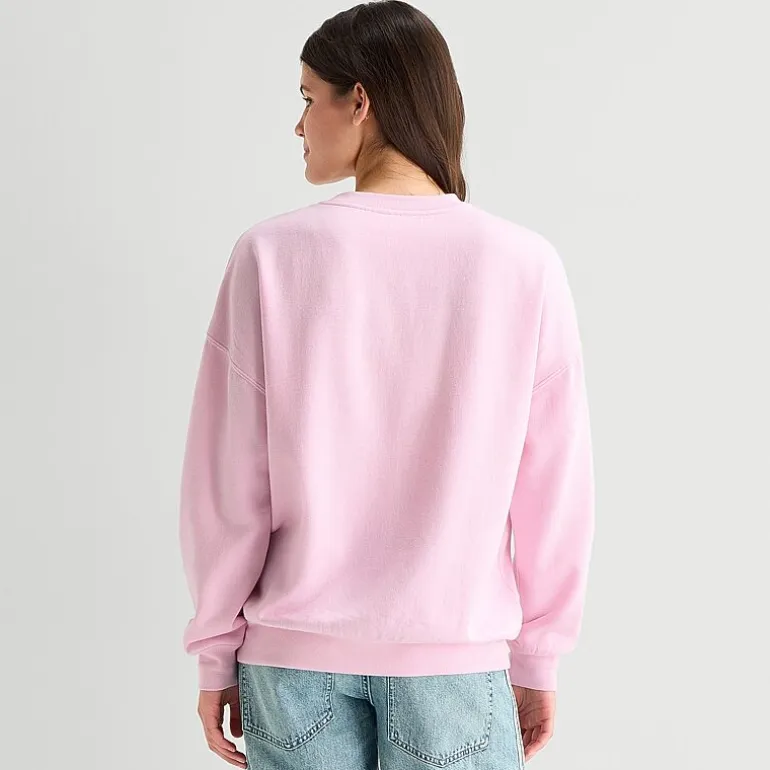 Strawberry Shortcake Crew Fleece Womens Juniors Crew Neck Long Sleeve Embroidered Strawberry Shortcake Sweatshirt